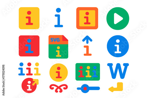 Modern CSS Icon Set. Flat vector icons of CSS Icon Libraries: icon font, inline icon, SVG icon, icon button, scalable icon, icon