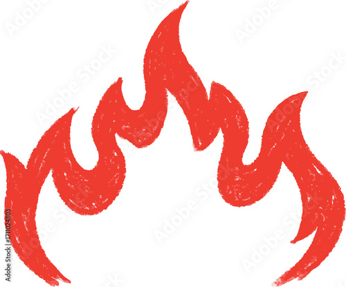Stylized red flame graphic illustration perfect for designs on transparent background