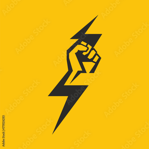Fist male hand, proletarian protest symbol. Power sign