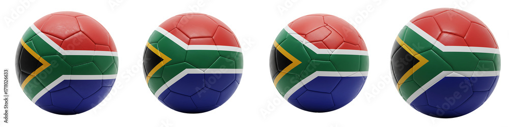 Fototapeta premium South Africa Flag Soccer Ball On Isolated Transparent Background