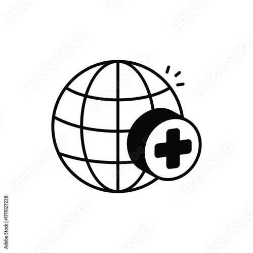 Global Aid Black Glyph Vector Icon