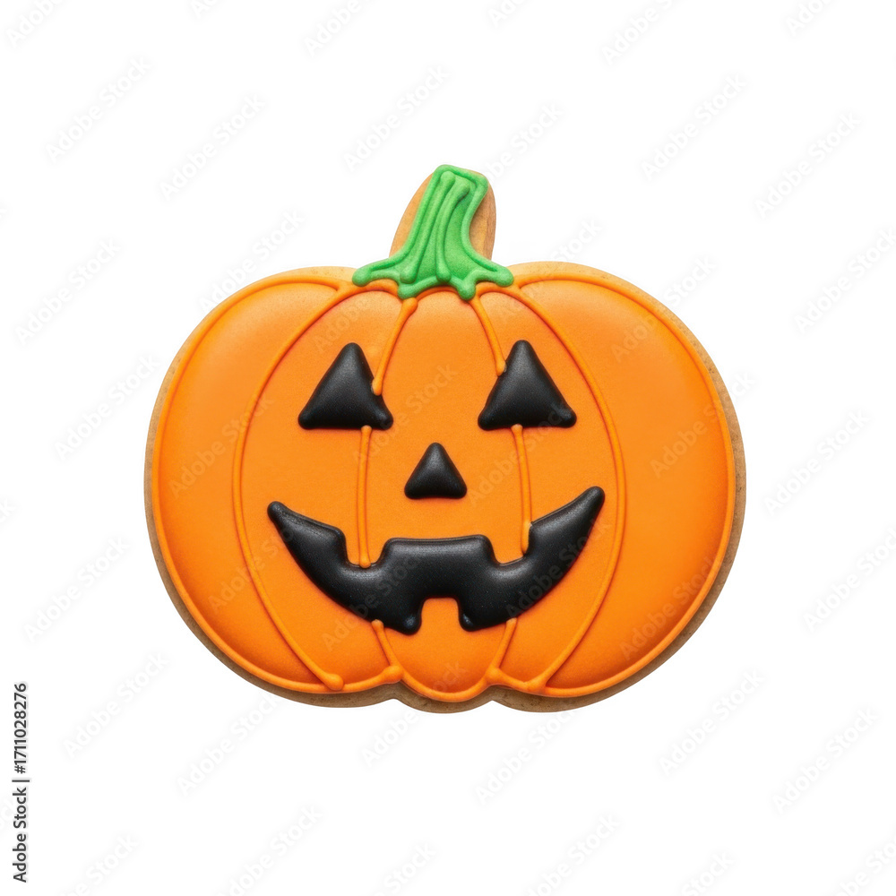 Naklejka premium Spooky halloween jack-o-lantern cookie adorable festive treat for trick or treaters
