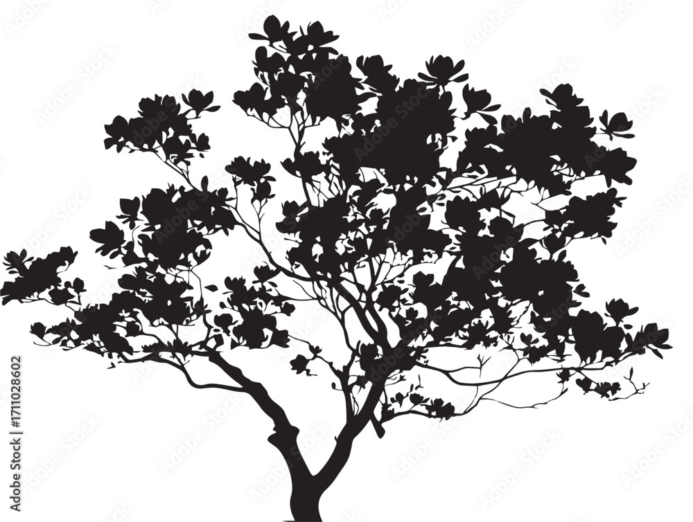 Obraz premium Elegant magnolia tree silhouette vector illustration decorative artwork