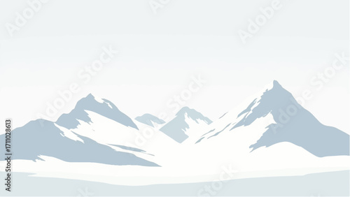 Mountains covered with snow. Mountains landscape. Snowy mountain range. Vector illustration.