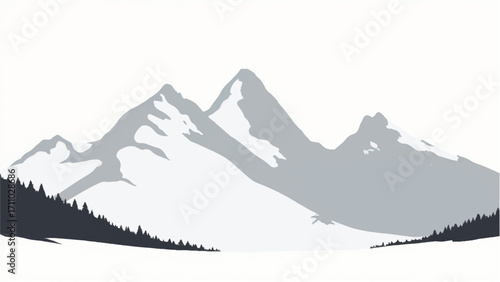 Mountains covered with snow. Mountains landscape. Snowy mountain range. Vector illustration.