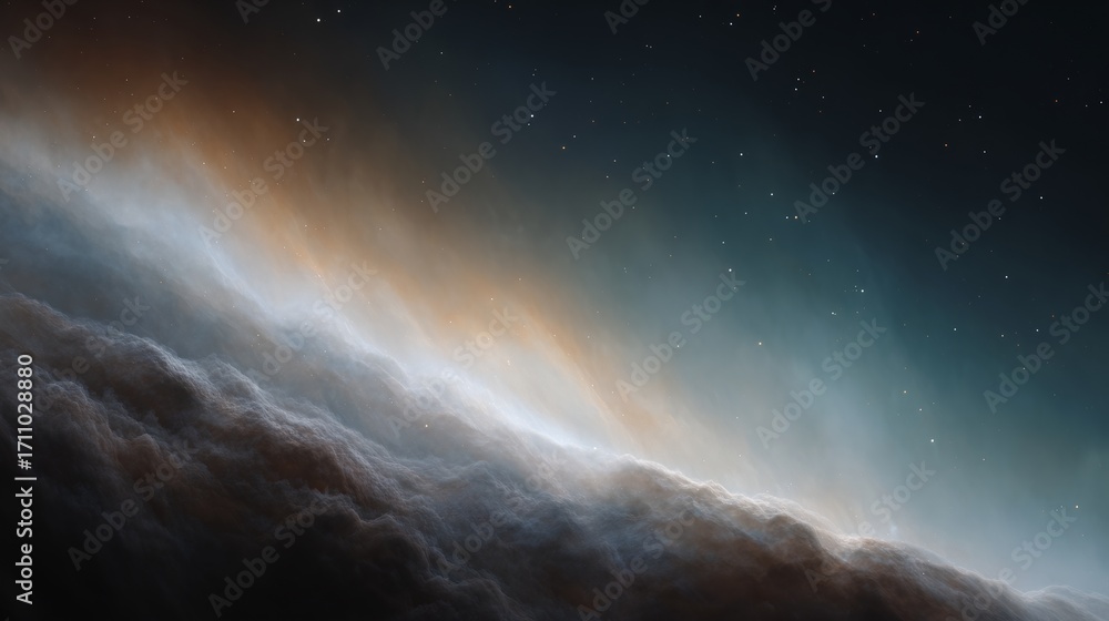 Naklejka premium Space scene with a large cloud of gas and dust