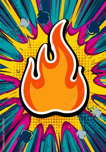 Vibrant popart illustration of fire element A new culture icon in 2025's color explosion!