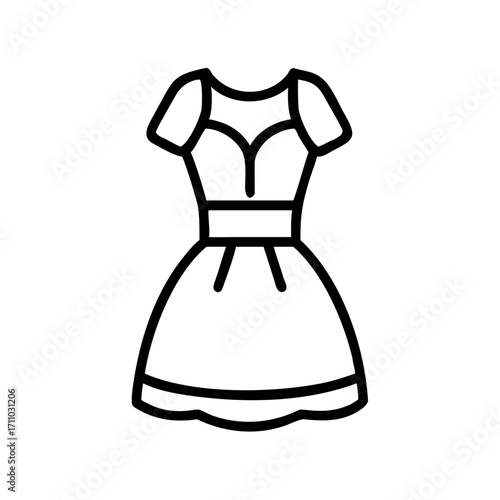 Oktoberfest Line Icon of Traditional Dirndl Dress for German Festival Graphics and Bavarian Culture Designs