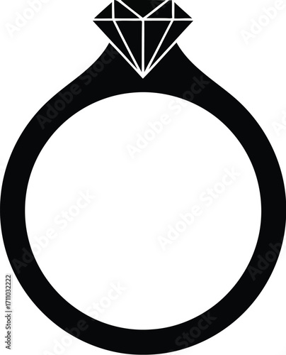 Jewelry, diamond engagement ring icon editable vector illustration. Solitaire icon silhouette 