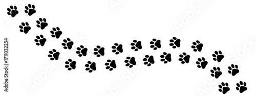 Animal paw print with cute cat and dog track for a footprint path or pet vector design. This charming illustration features multiple pawprints in a natural pattern, perfect for creating playful backgr