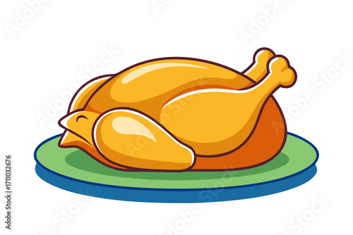 Golden roasted turkey on a green plate, garnished with herbs, symbolizes Thanksgiving celebration and autumn vibes, evoking warmth and togetherness during festive gatherings