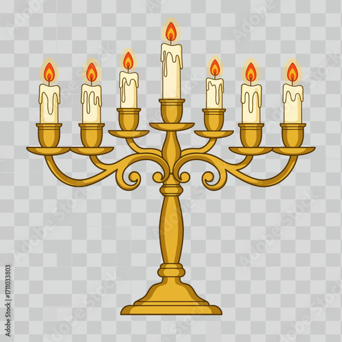Elegant golden candelabra with flickering candles creates a warm and inviting ambiance, perfect for holiday celebrations and cozy gatherings
