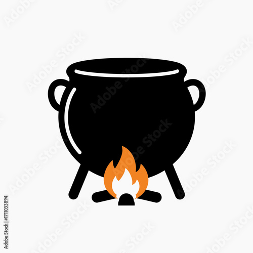 Enchanting Halloween cauldron bubbling with mystical magic, perfect for spooky season promotions and festive themed designs, originally a vector graphic