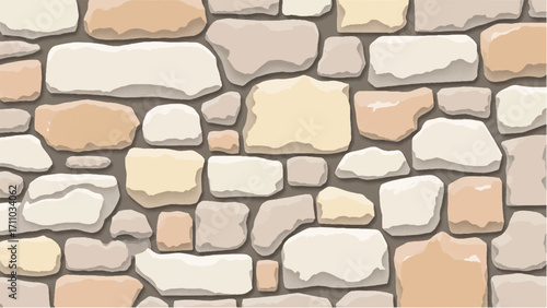 Stone wall background. Stone wall pattern for home exterior design texture backdrop. Vector illustration.	