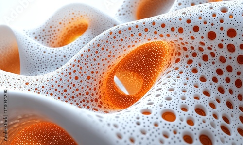 Abstract, organic, cellular structure.  Curved, textured shapes