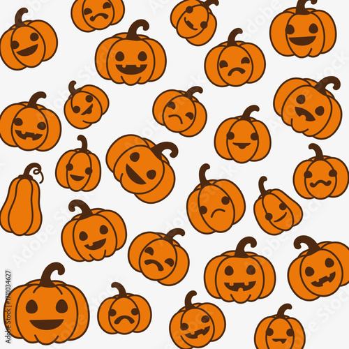Whimsical Halloween Pumpkins with Cute Expressions: A Spooky Season Delight for Festive Crafts and Party Designs, originally a scalable graphic