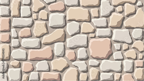 Stone wall background. Stone wall pattern for home exterior design texture backdrop. Vector illustration.	