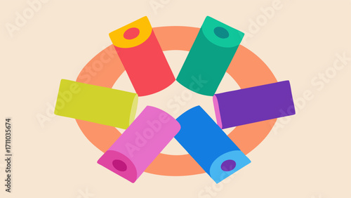 Colorful Mats Various colorful yoga mats laid out in a circle each representing a different participant illustrating the diversity of the group.