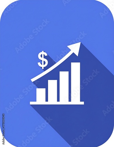A graphic of a rising financial chart with a dollar sign, conveying financial growth on a vibrant blue background.