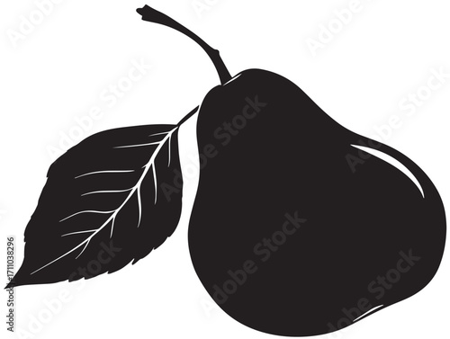 Decorative pear leaf silhouette botanical vector illustration artwork