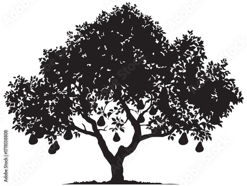 Decorative pear tree silhouette for creative design projects