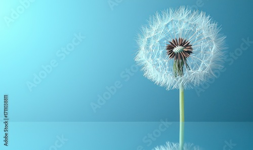 Wallpaper Mural A dandelion seed head against a teal background, highlighting its delicate structure and reflection Torontodigital.ca