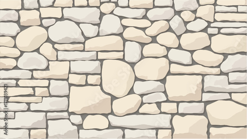 Stone wall background. Stone wall pattern for home exterior design texture backdrop. Vector illustration.	