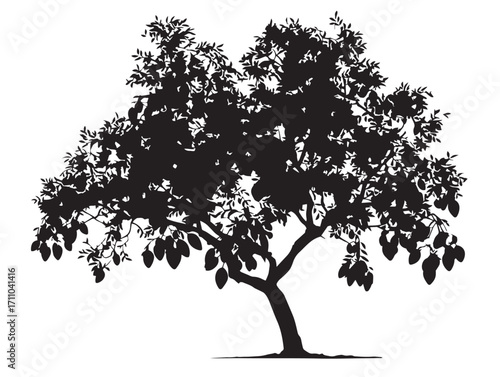Pistachio tree silhouette illustration with bold natural charm