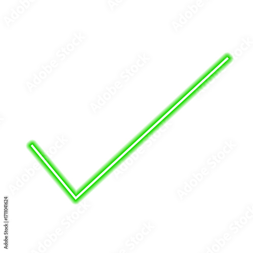green neon  check mark isolated on transparent background