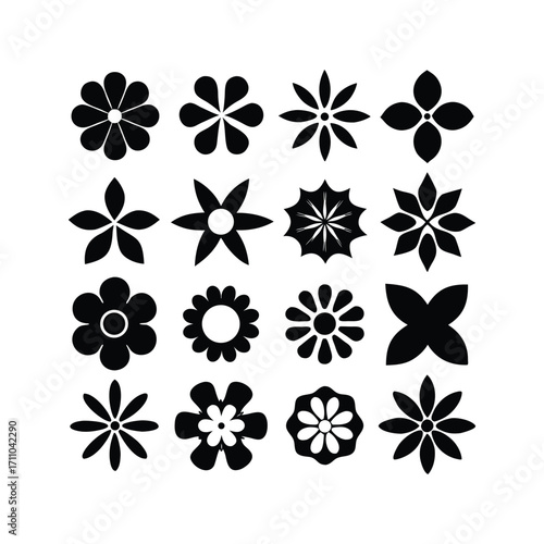 Abstract floral pattern tiles with elegant silhouette design and repeating elements
