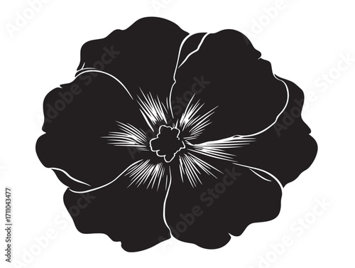 Delicate Primrose Floral Silhouette Illustration for Creative Patterns