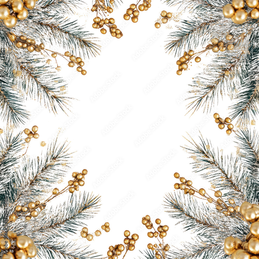 Naklejka premium PNG White christmas background celebration decoration branches.