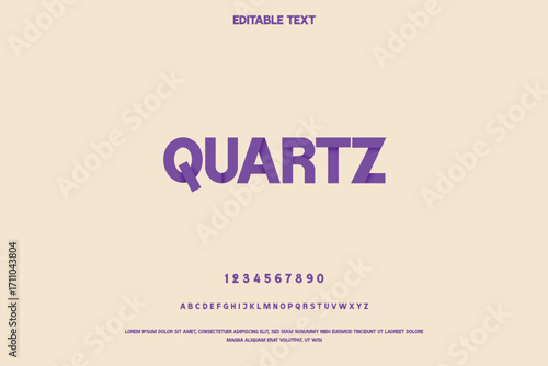 Bold purple quartz text with subtle background details