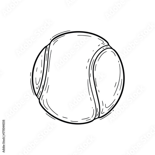 Hand drawn sketch of a tennis ball.
