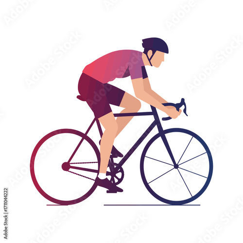Man cycling road bicycle wearing helmet.