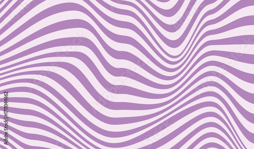 Wave pattern of caramel stripes background. Curly waves flow texture. Retro psychedelic linear texture purple color