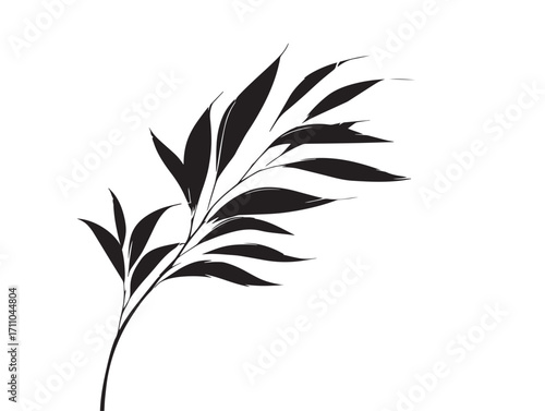 Graceful Reed Leaf Silhouette Artwork for Botanical Projects