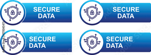 Secure Data Label Logo | Cyber Security Sticker Emblem Icon Design