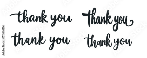 Thank you text background vector calligraphy script font. Thank you typography letter design banner handwritten logo.