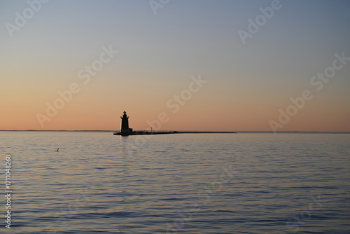 Silhouette Delaware Breakwater East End Lighthouse at Cape Henlopen at Sunset at Sunset