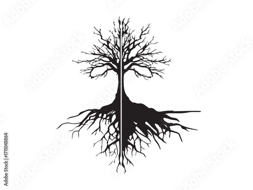 Modern Split Root Silhouette Design for Organic Backgrounds