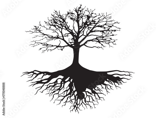 Elegant Split Root Silhouette Artwork for Botanical Creations