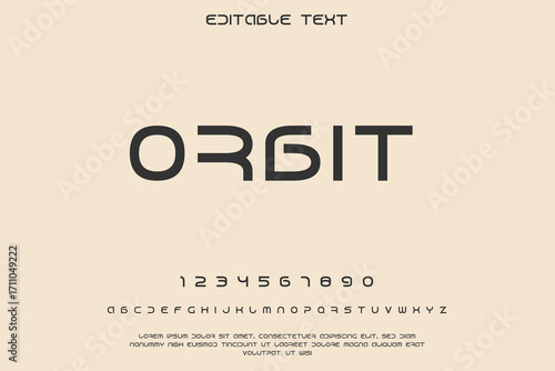 Modern minimalist font with uppercase letters numbers and symbols