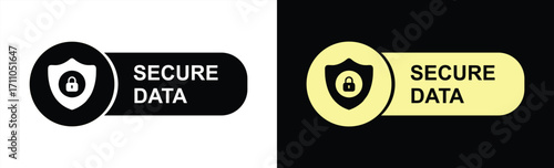 Secure Data Logo | Cyber Safety Label Sticker Emblem Protection Icon