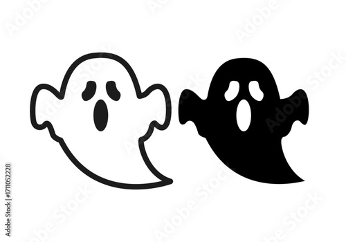 Icono negro de fantasma en fondo blanco