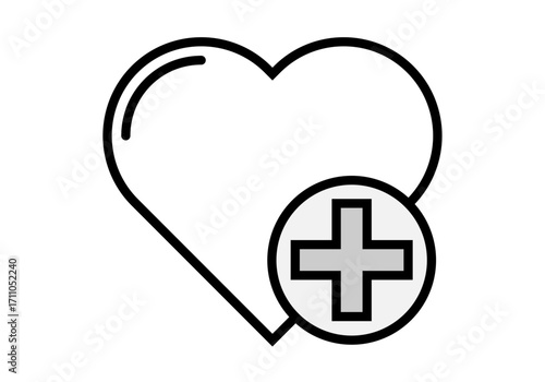 Icono negro de corazón con cruz