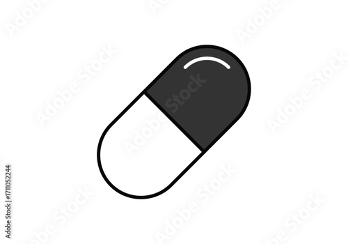Icono negro de píldora en fondo blanco