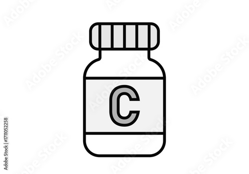 Icono negro de bote con vitamina c