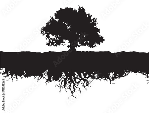 Impressive thick underground root silhouette vector illustration for artworks