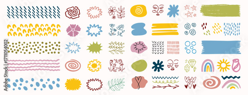 pastel abstract cute color shape aesthetics collection. geometric mephis style elements for girl set. Colorful childish and nature shapes isolated on white background. 